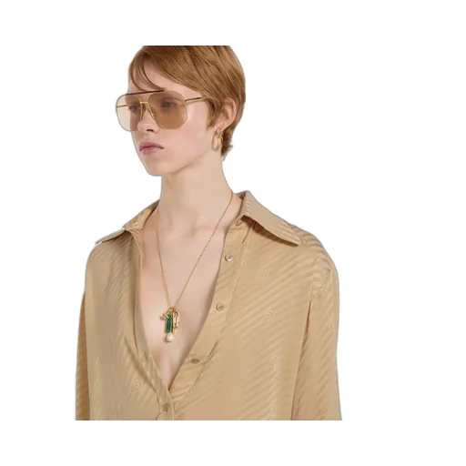 Diagonal Gg Silk Jacquard Shirt