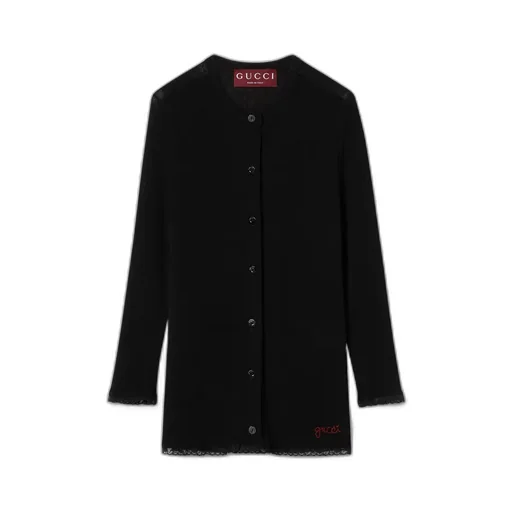 Cotton Rib Cardigan With Embroidery