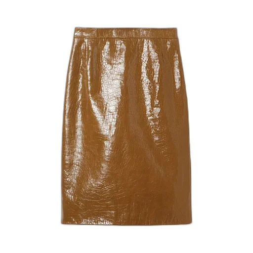 Shiny Leather Midi Skirt