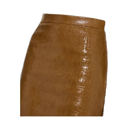 Shiny Leather Midi Skirt