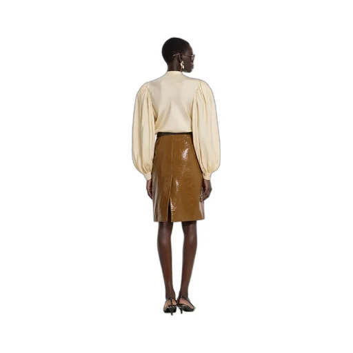 Silk Twill Shirt With Ruffle Trim