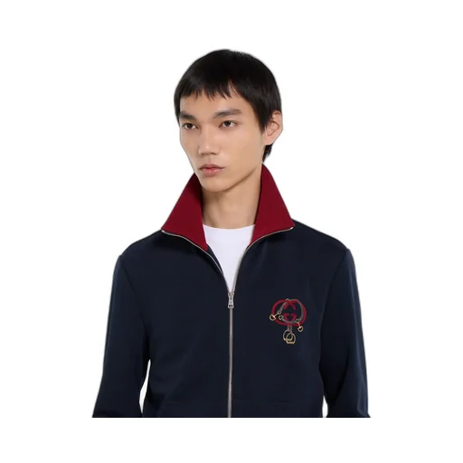 Technical Jersey Zip Jacket With Embroidery