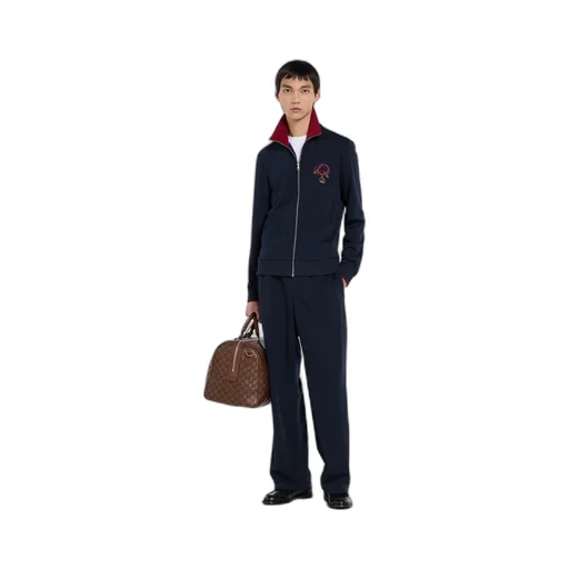 Technical Jersey Zip Jacket With Embroidery