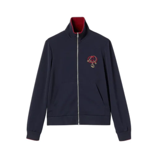 Technical Jersey Zip Jacket With Embroidery