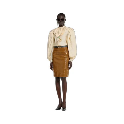 Silk Twill Shirt With Ruffle Trim