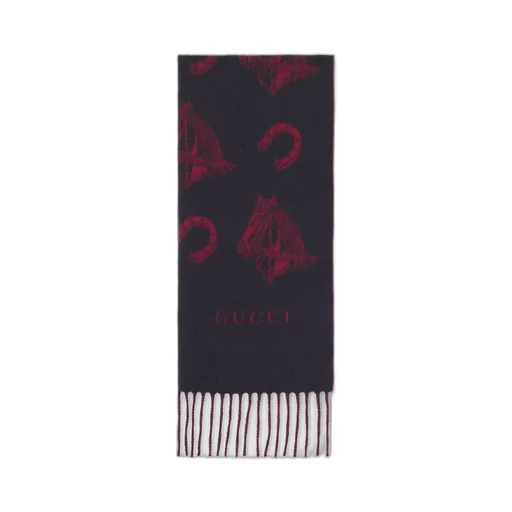 Silk Wool Equestrian Jacquard Scarf