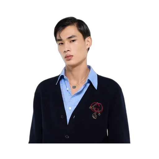 Knit Wool Cardigan With Embroidery