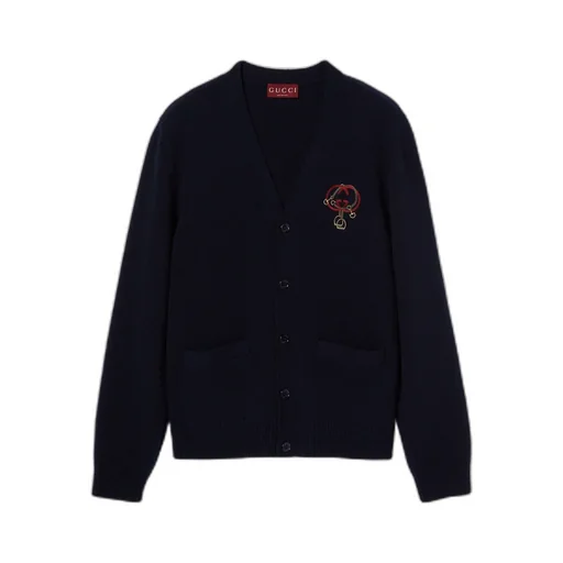 Knit Wool Cardigan With Embroidery