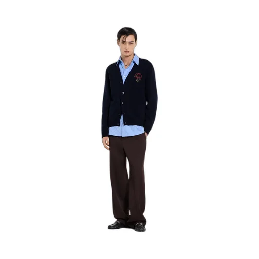 Knit Wool Cardigan With Embroidery