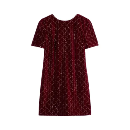 Embroidered Cotton Velvet Dress