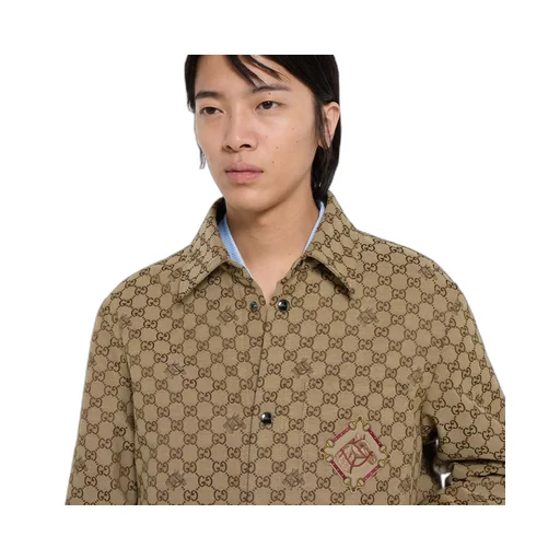 Gg Horse Cotton Canvas Jacquard Jacket
