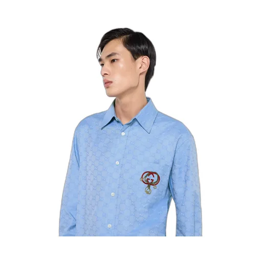 Gg Oxford Cotton Shirt With Embroidery