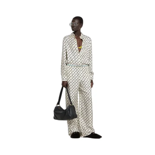 Printed Silk Twill Trousers