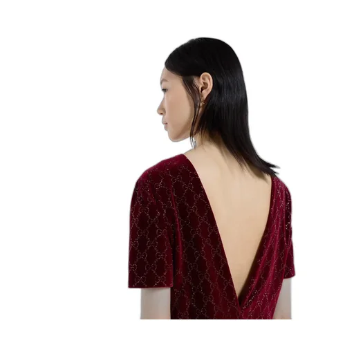 Embroidered Cotton Velvet Dress