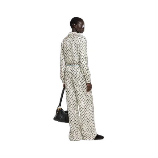 Printed Silk Twill Trousers