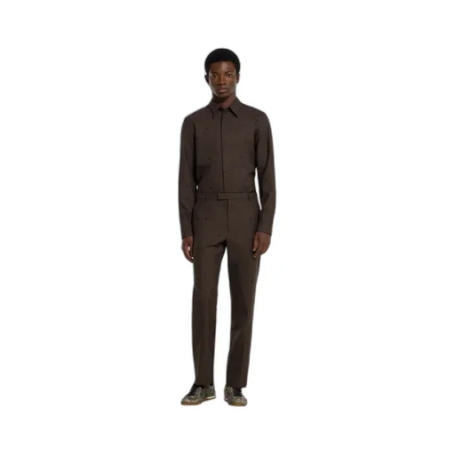 Gg Houndstooth Wool Jacquard Shirt