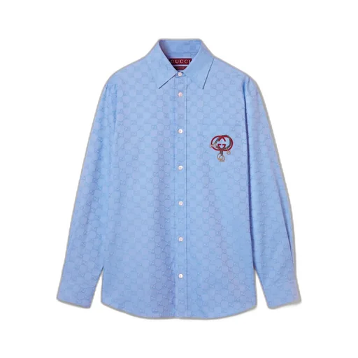 Gg Oxford Cotton Shirt With Embroidery