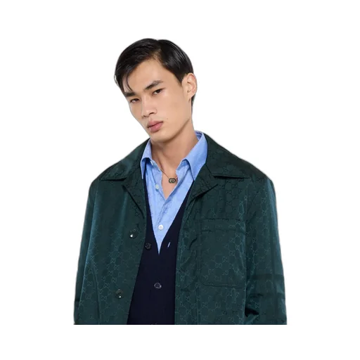 Gg Horsebit Technical Fabric Jacquard Jacket