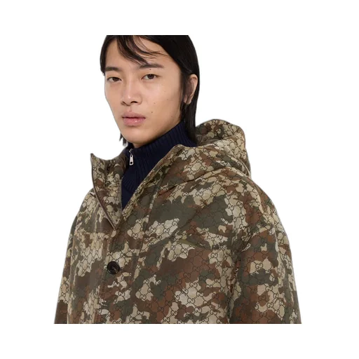 Gg Marbled Cotton Jacquard Padded Jacket