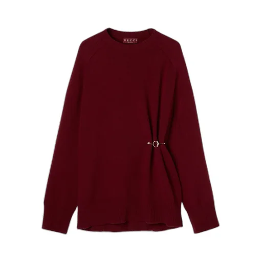 Wool Cashmere Jumper With Brooch