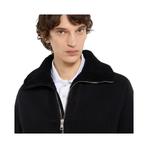 Woven Stitch Knit Wool Cardigan