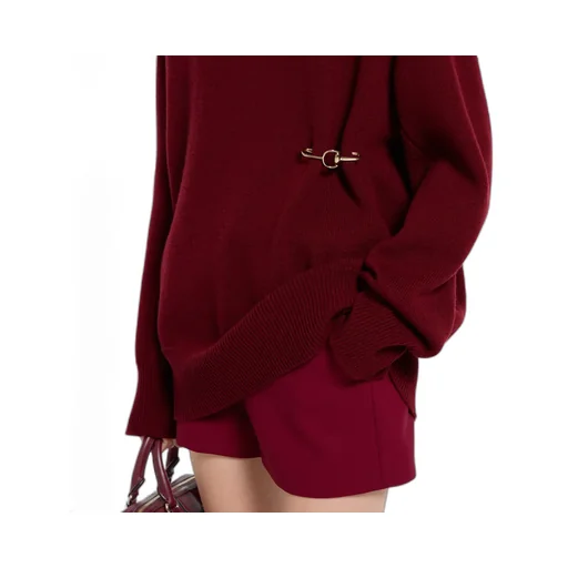Wool Cashmere Jumper With Brooch