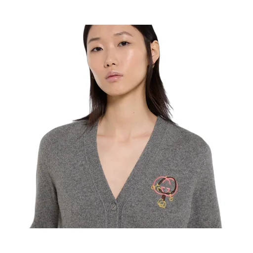 Wool Cashmere Cardigan With Embroidery