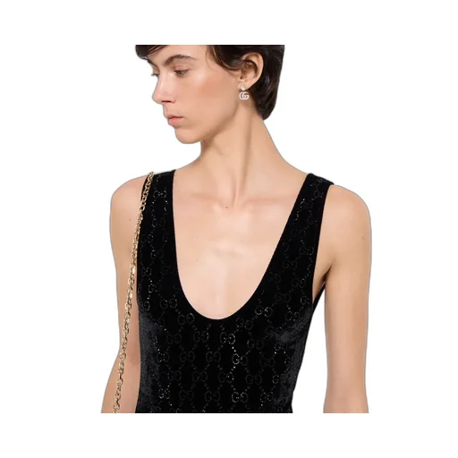 Chenille Bodysuit With Gg Crystals