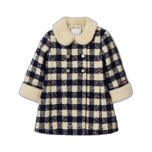 Baby Gingham Wool Coat