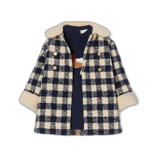 Baby Gingham Wool Coat