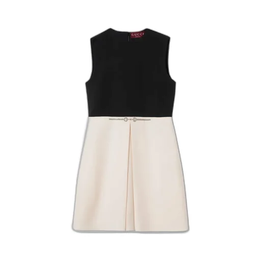 Silk Wool Dress With Crystal Horsebit