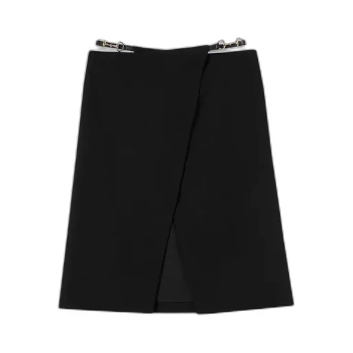 Wool Wrap Skirt With Horsebit Detail
