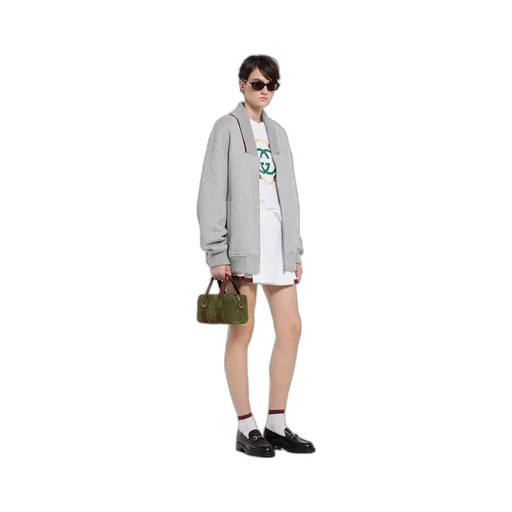 Cotton Jersey Zip Jacket With Web