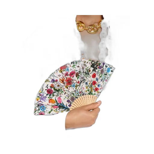 Large Flora Print Fan