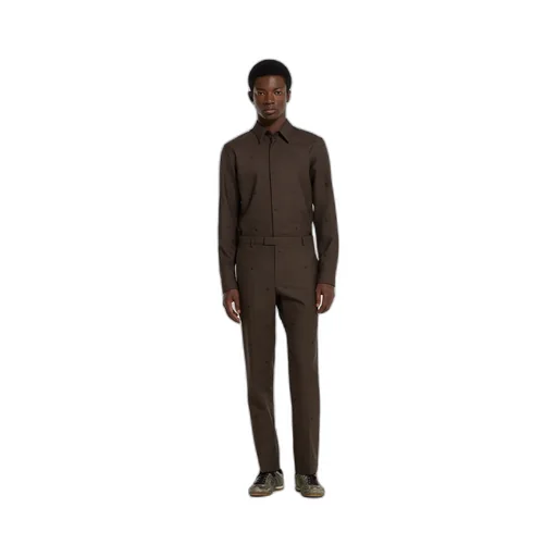 Gg Houndstooth Wool Jacquard Trousers