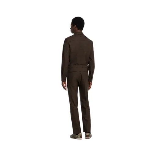 Gg Houndstooth Wool Jacquard Trousers