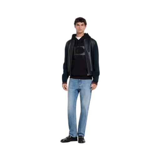 Nappa Leather And Knit Bomber Jacket