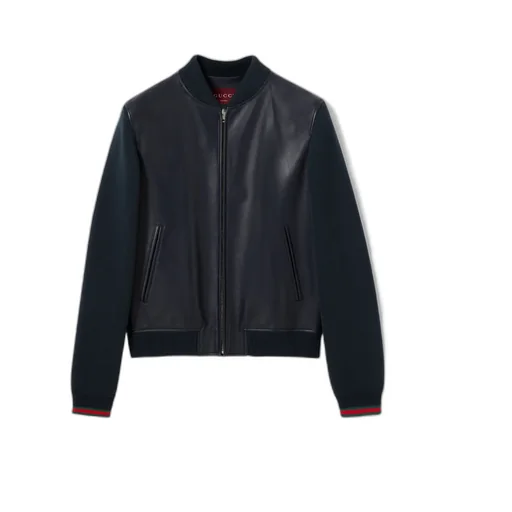 Nappa Leather And Knit Bomber Jacket