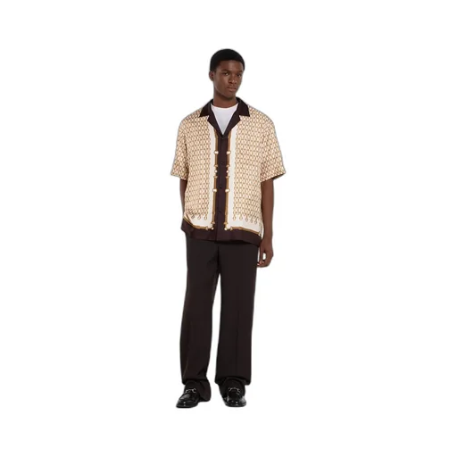 Printed Silk Twill Bowling Shirt