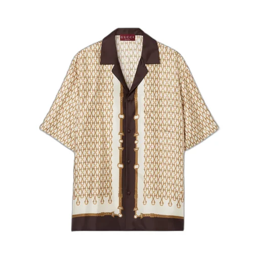 Printed Silk Twill Bowling Shirt