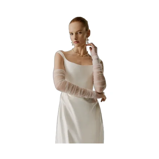 Gathered Tulle Sleeves 43Cm