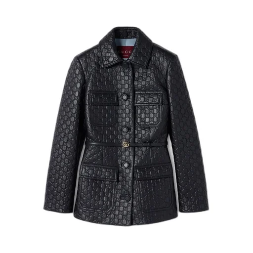 Embossed Gg Leather Jacket