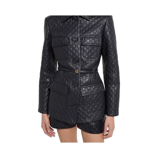 Embossed Gg Leather Jacket