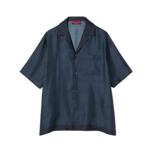 Printed Silk Twill Bowling Shirt