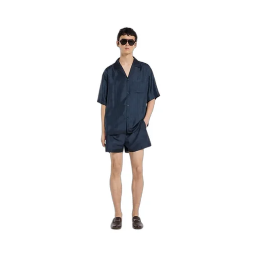 Printed Silk Twill Bowling Shirt