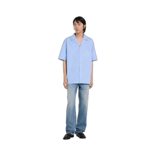 Thin Striped Cotton Poplin Bowling Shirt
