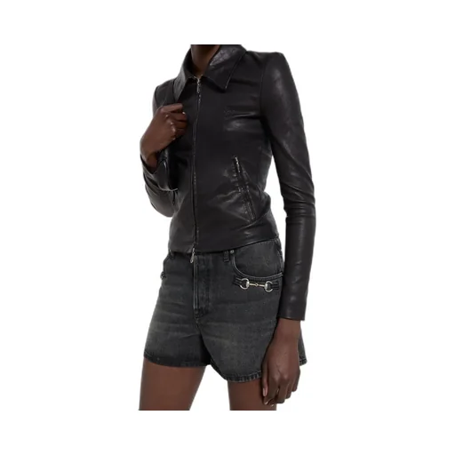 Cotton Denim Shorts With Horsebit