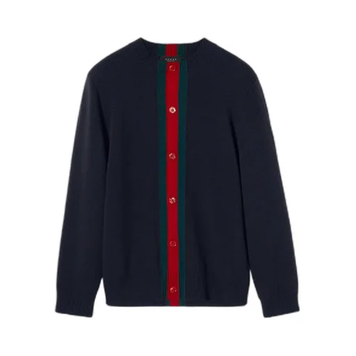 Knit Wool Cardigan With Web