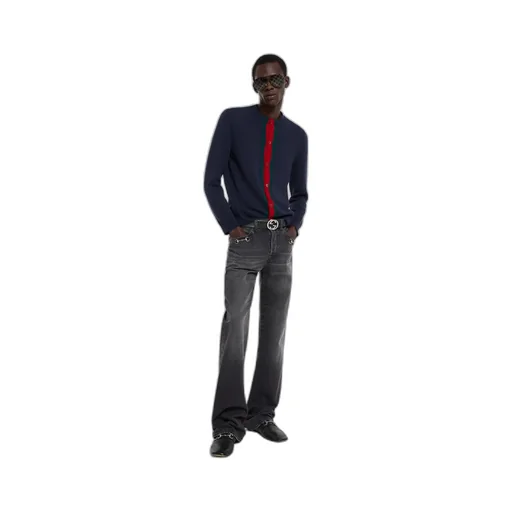 Knit Wool Cardigan With Web