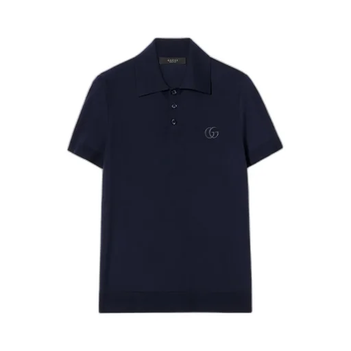 Knit Wool Polo Shirt With Embroidery